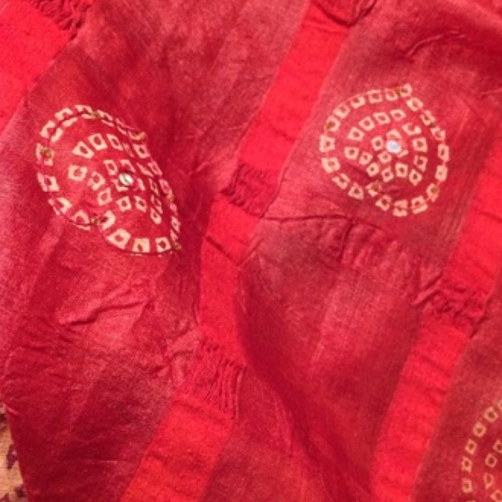 Indian/Pakistani/Bollywood Mirrorwork Gharchola/Bandhini Style Saree & Blouse - Picture 7 of 13